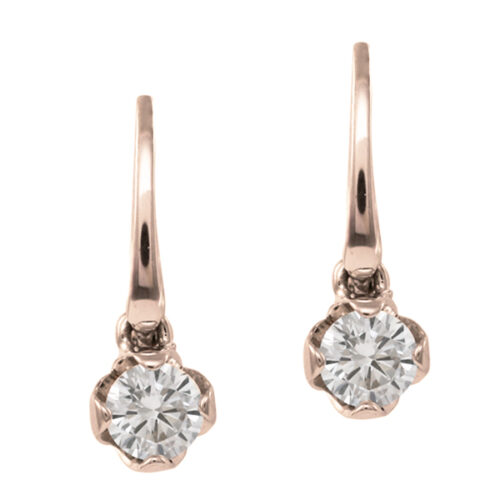 solitaire diamond earrings in 18k rose gold