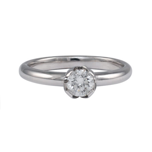 Happy Tulip Solitaire Diamond Ring in 18k white gold