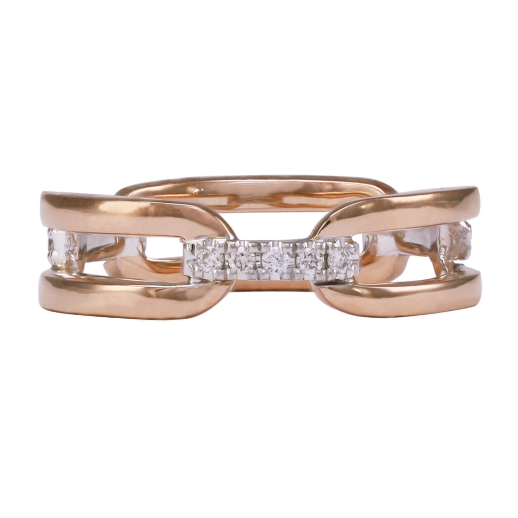 Horseshoe diamond Bandd Ring in rose gold and white gold