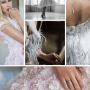 Collage pictures of jewelry and party dress