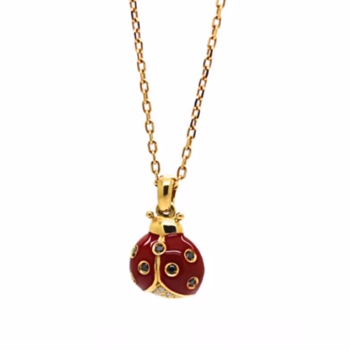 Baby Coccinella Crimson Red with 18k Yellow Gold