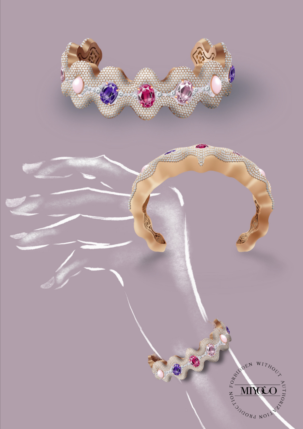 Love Overflow Bangle Digital Drawing