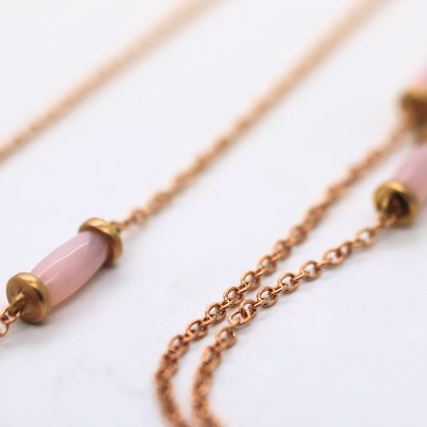 Bayside Sunset Lariat Necklace Pink Opal