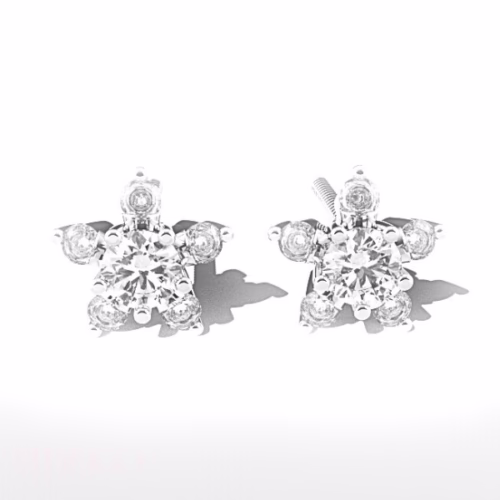 MITSUE Flower Diamond Earrings Front