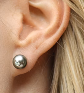 MIYOCO Moonlight Serenade Tahitian Pearl and Natural Diamond Stud Earrings