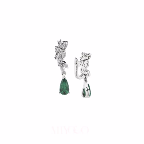 Humming bird Long Earrings - Emerald Perspective
