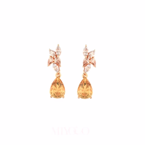 Humming bird Short Earrings - Citrine Front