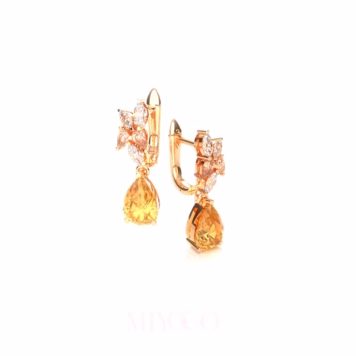 Humming bird Short Earrings - Citrine perspective