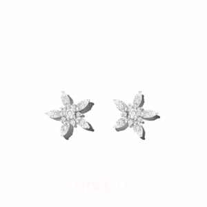 JASMINE Flower Diamond Earrings Front