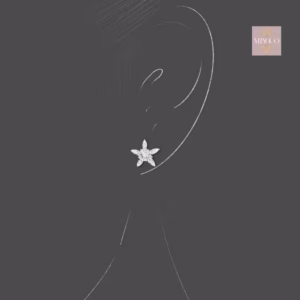 Jsmine Diamond Flower Stud Earrings Wearing Image Drawing