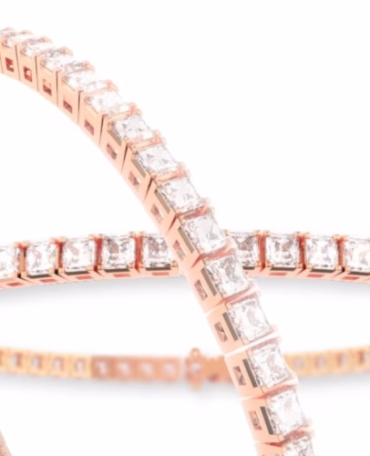 A timeless princess cut diamond tennis bracelet by MIYOCO.
