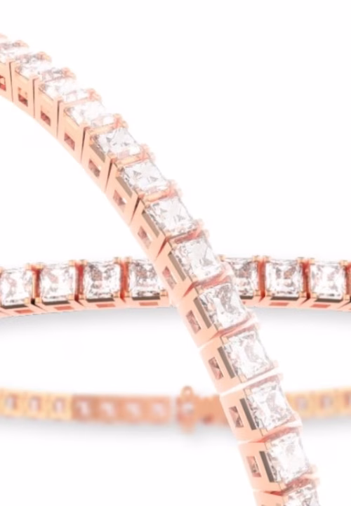 A timeless princess cut diamond tennis bracelet by MIYOCO.