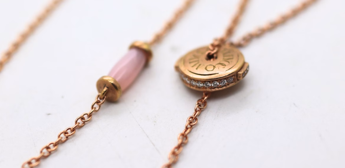 Bayside Lariat Necklace Sunset version with Pink Opal