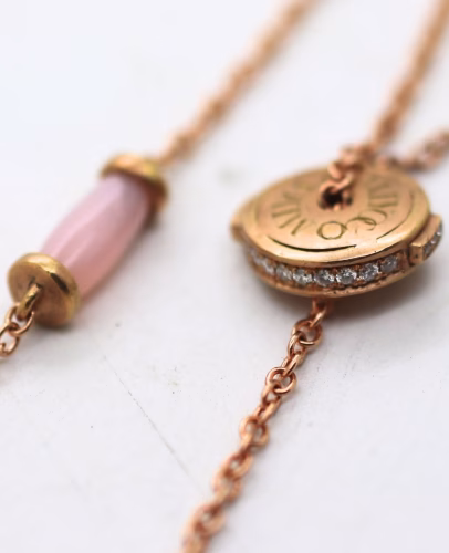 Bayside Lariat Necklace Sunset version with Pink Opal