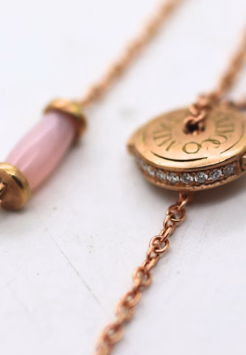 Bayside Lariat Necklace Sunset version with Pink Opal