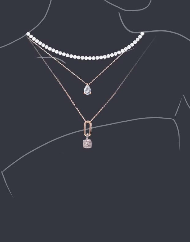 Layering the rusticana pendant with tennis necklace