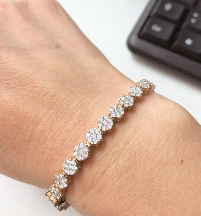 Anniversary gift flower diamond tennis bracelet