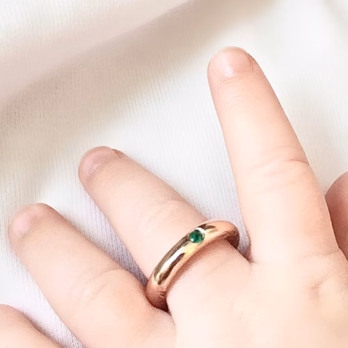 Hikari-birth keepsake ring neckalce with Emerald