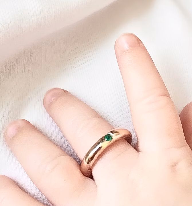 Hikari-birth keepsake ring neckalce with Emerald