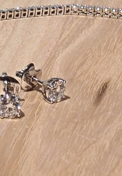 Diamond Stud Earrings with MIYOCO Screw Back